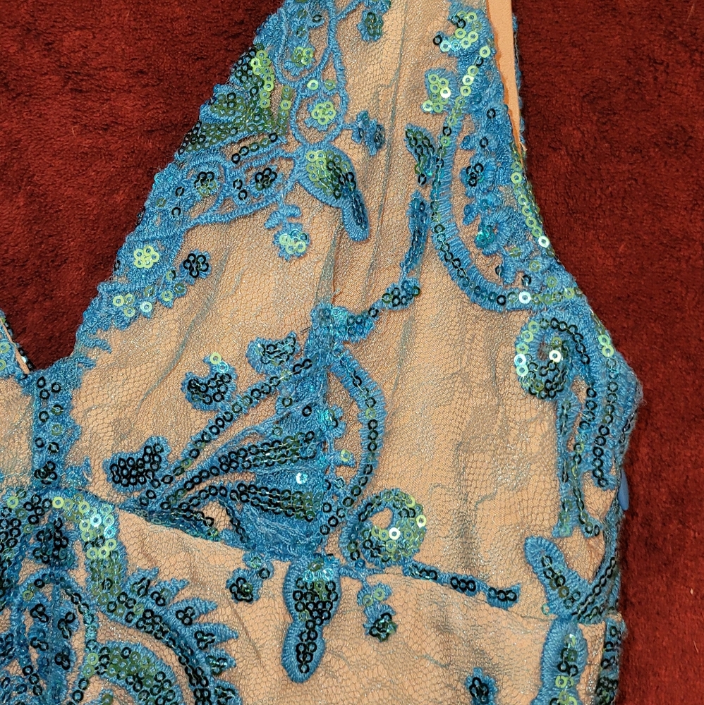 Free People Night Shimmers Ocean Blue Sequin Mini-Dress New With Tag - Picture 9 of 16